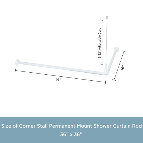 Kenney Twist & Fit 36" Adjustable LShaped Fixed Shower Curtain Rod